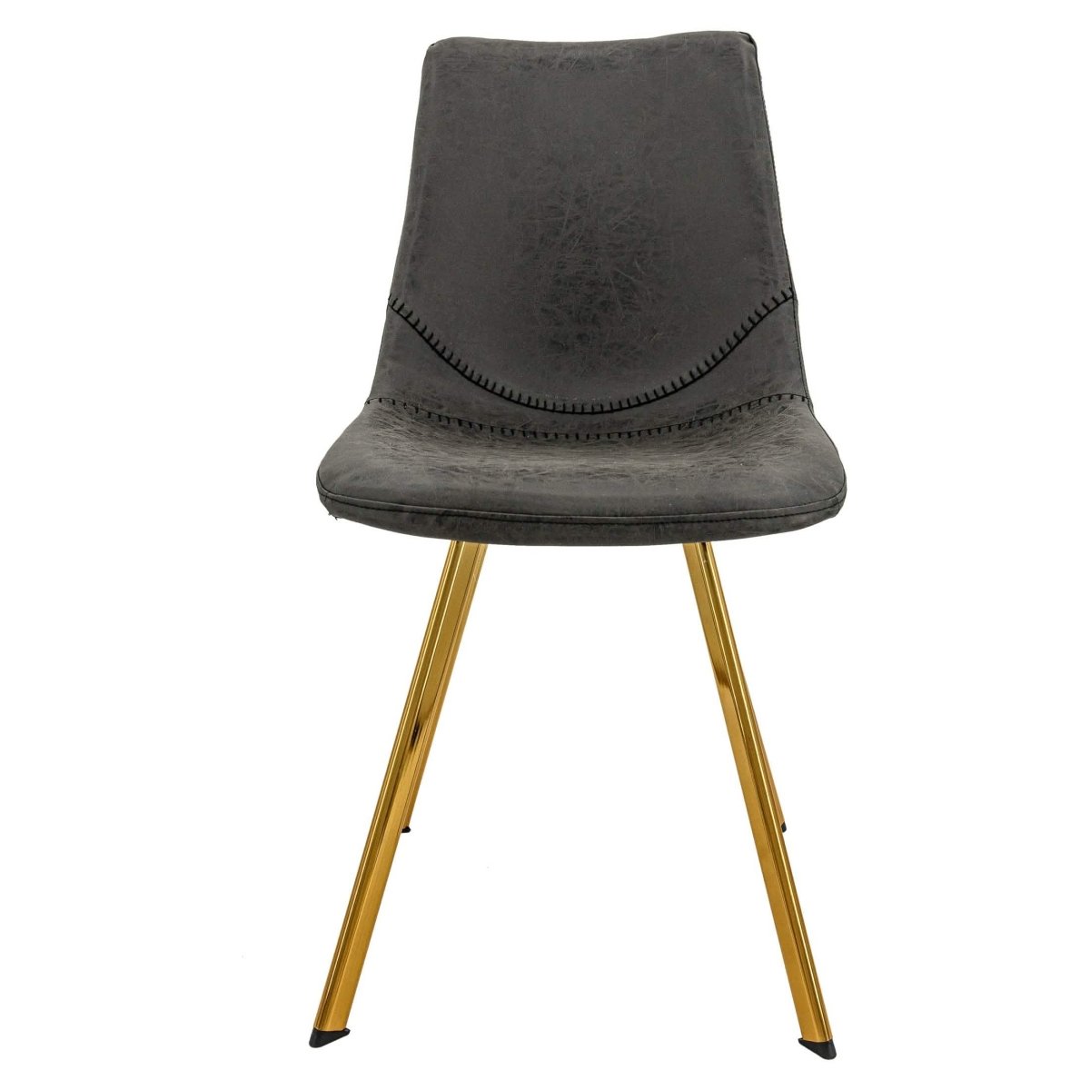 Markley Leather Dining Chair With Black/Gold Metal Legs Gold Charcoal Black Dining Chair Leisuremod