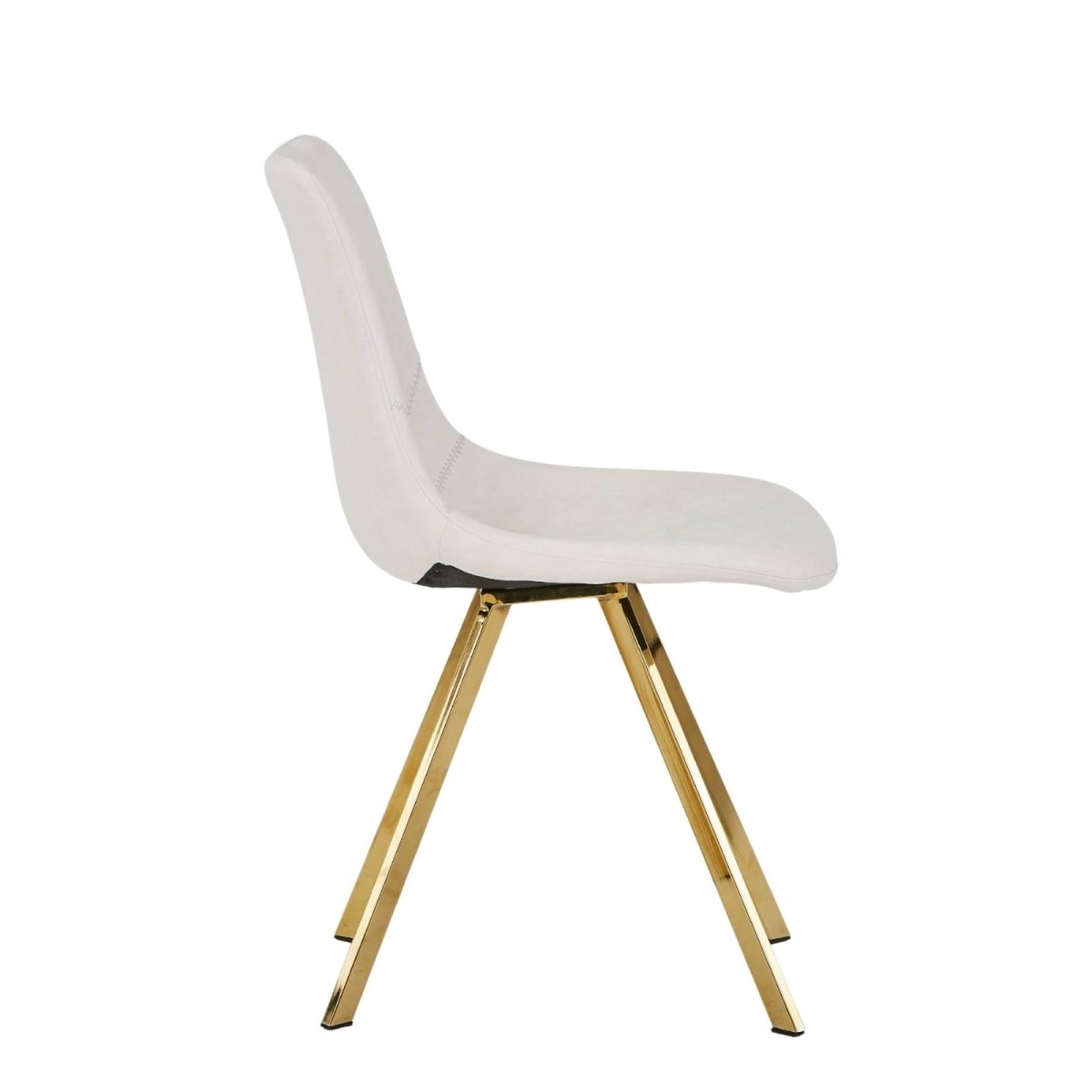 Markley Leather Dining Chair With Black/Gold Metal Legs Gold Cream Dining Chair Leisuremod