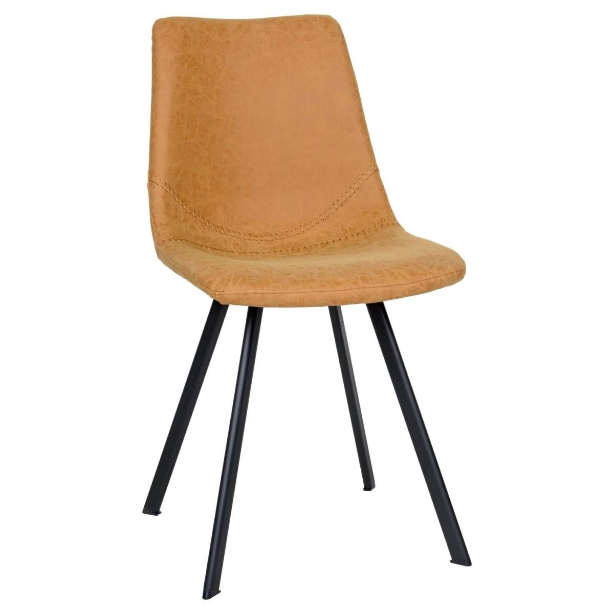 Markley Leather Dining Chair With Black/Gold Metal Legs Black Light Brown Dining Chair Leisuremod