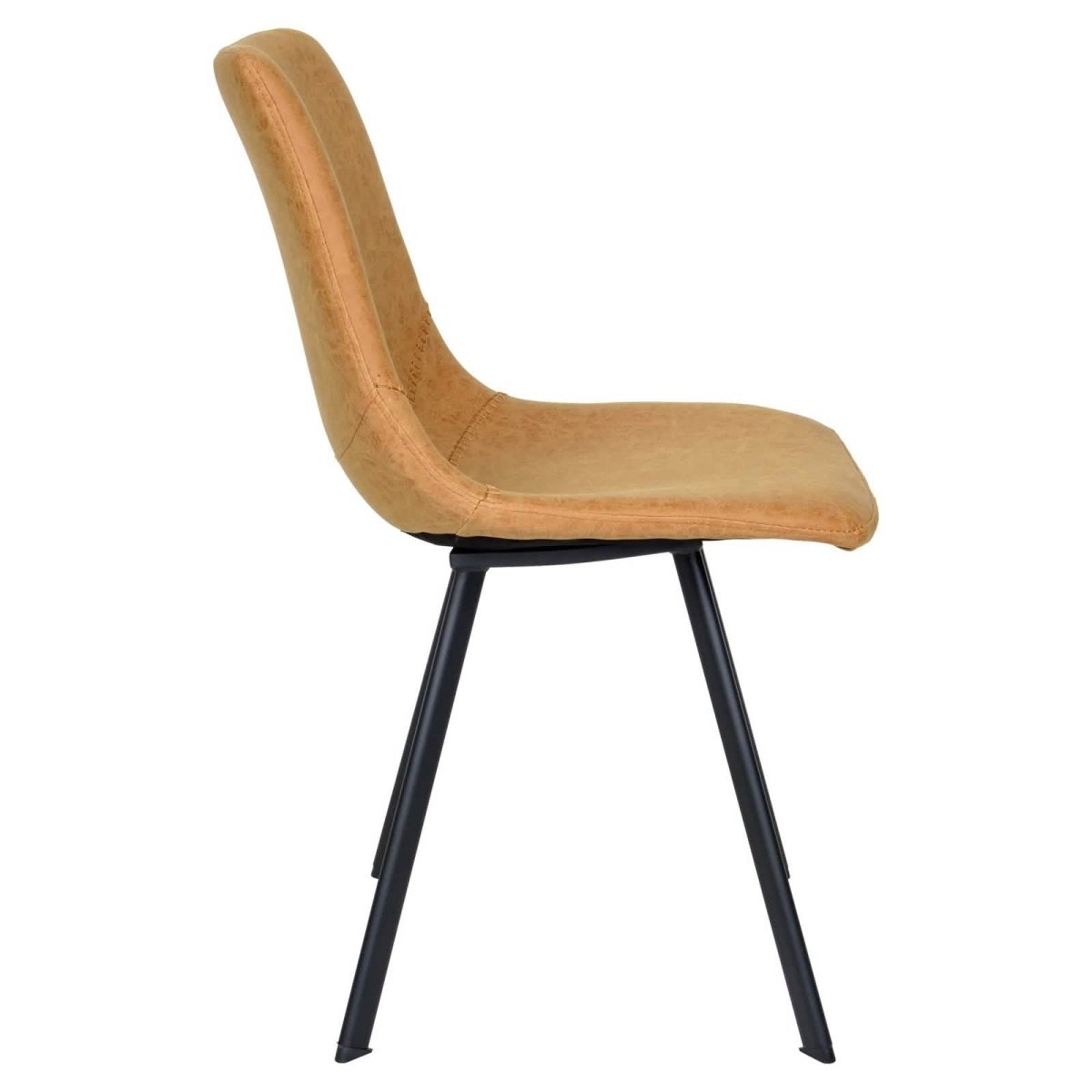 Markley Leather Dining Chair With Black/Gold Metal Legs Black Light Brown Dining Chair Leisuremod