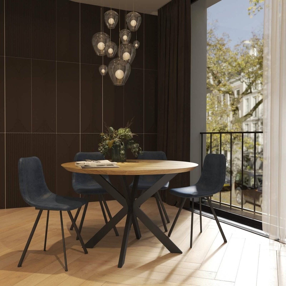 Markley Leather Dining Chair With Black/Gold Metal Legs Black Black Dining Chair Leisuremod