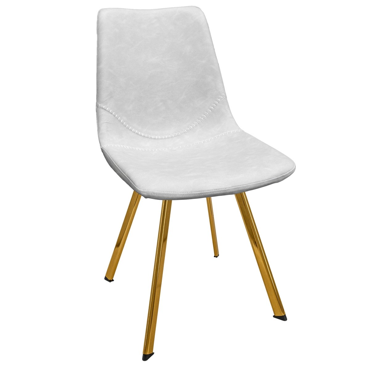 Markley Leather Dining Chair With Black/Gold Metal Legs Gold Light Grey Dining Chair Leisuremod