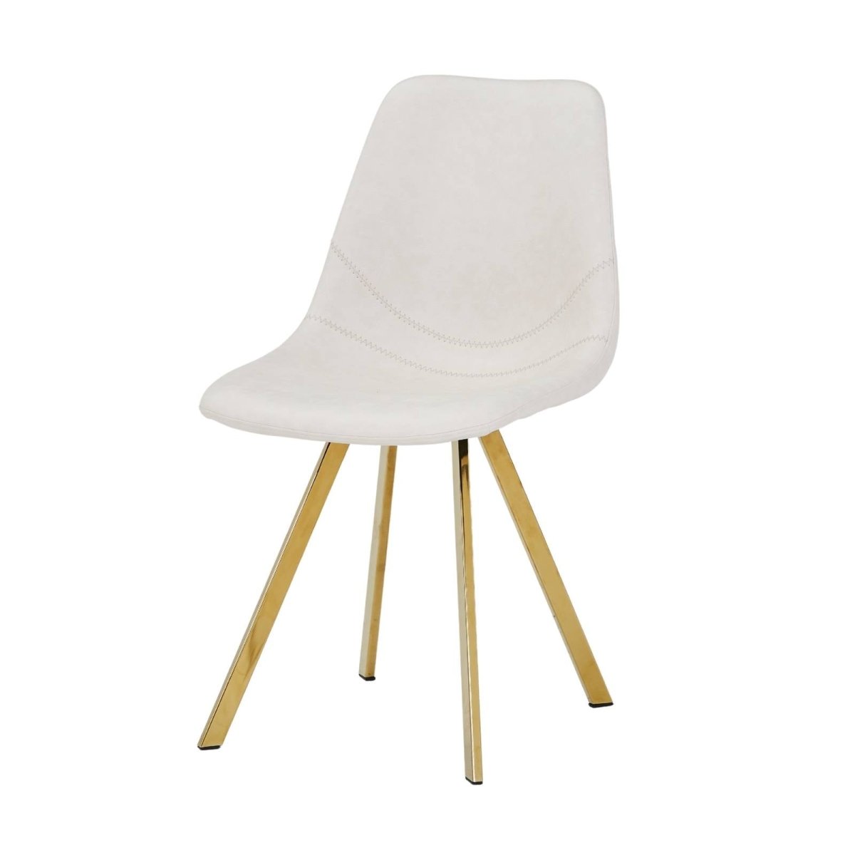 Markley Leather Dining Chair With Black/Gold Metal Legs Gold Cream Dining Chair Leisuremod