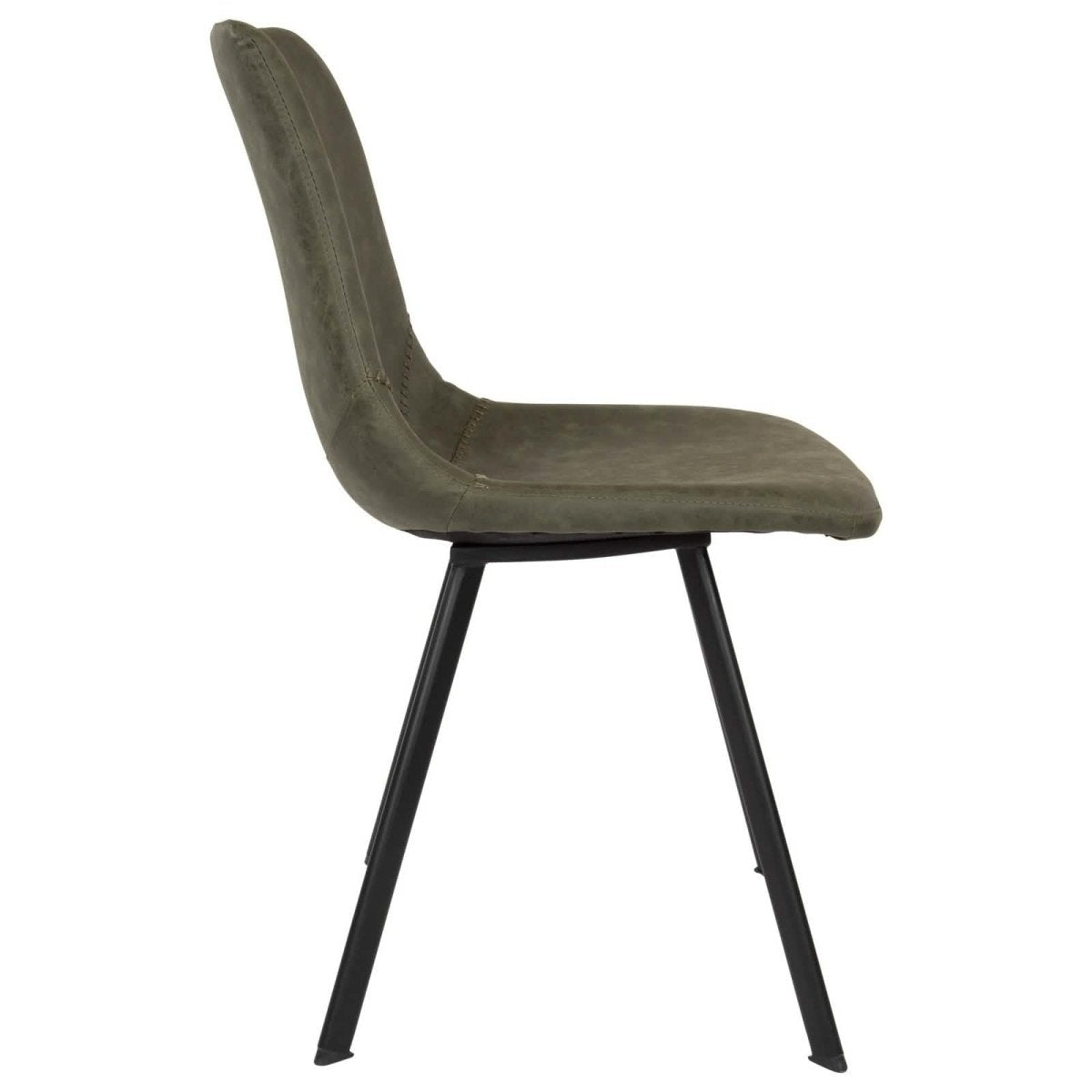 Markley Leather Dining Chair With Black/Gold Metal Legs Black Olive Green Dining Chair Leisuremod