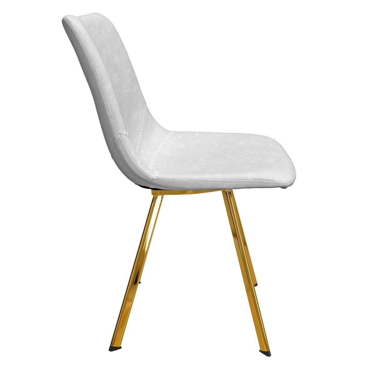 Markley Leather Dining Chair With Black/Gold Metal Legs Gold Light Grey Dining Chair Leisuremod