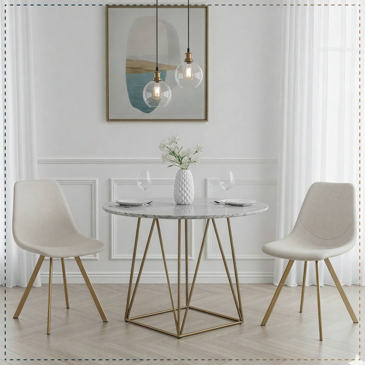 Markley Leather Dining Chair With Black/Gold Metal Legs Gold Cream Dining Chair Leisuremod