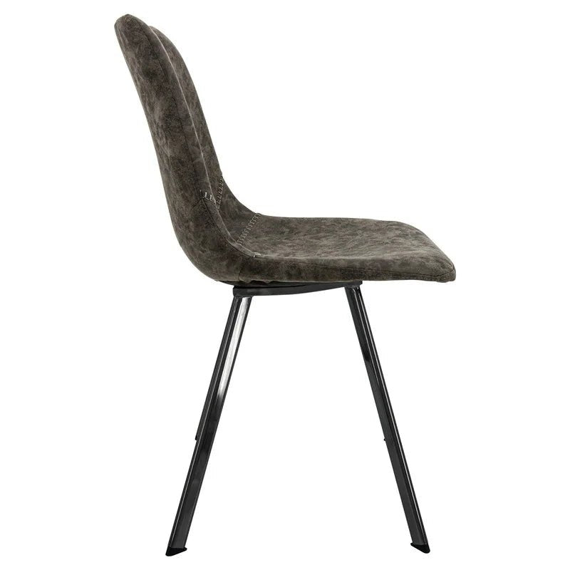 Markley Leather Dining Chair With Black/Gold Metal Legs Black Grey Dining Chair Leisuremod