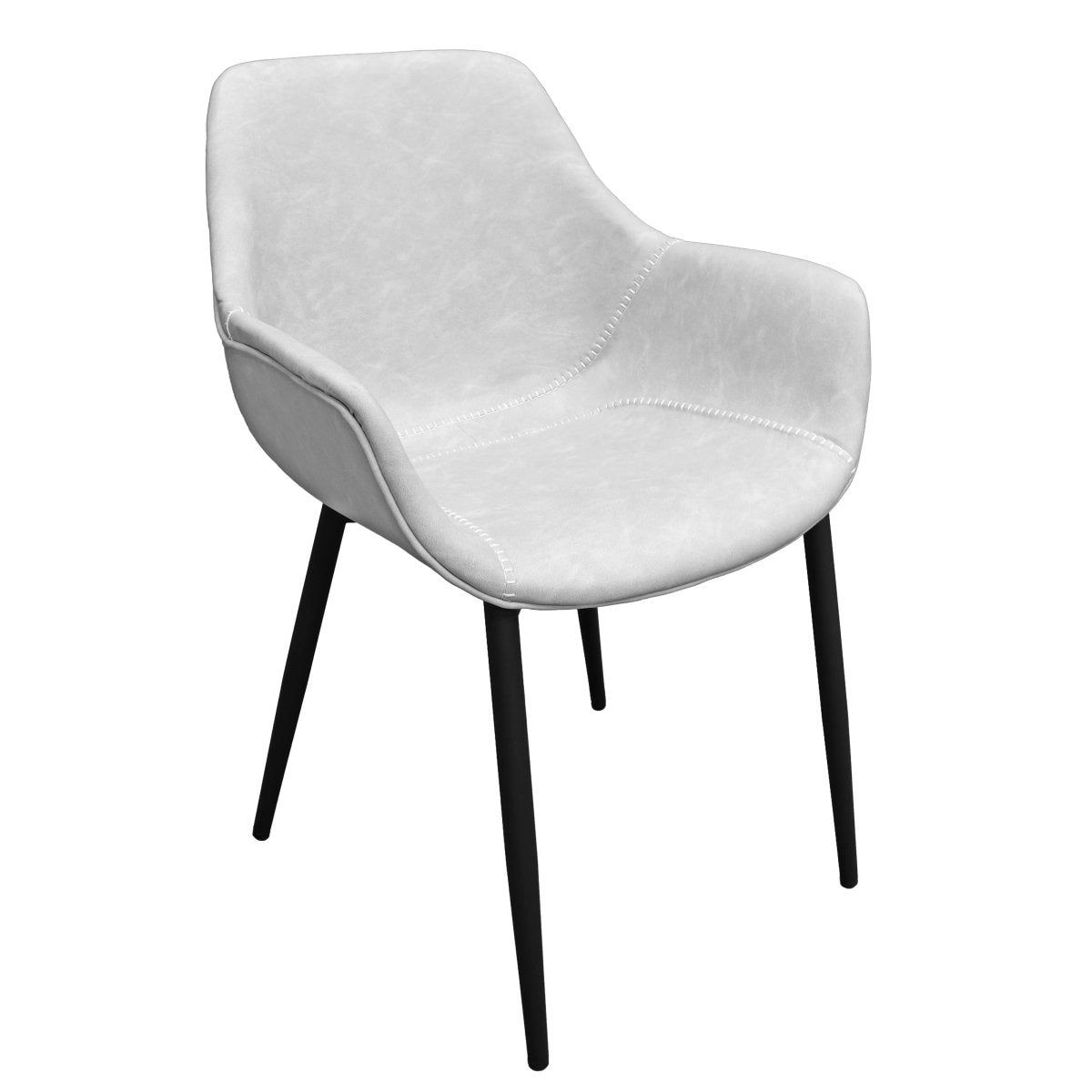 Markley Leather Dining Chair with Powder - Coated Iron Legs