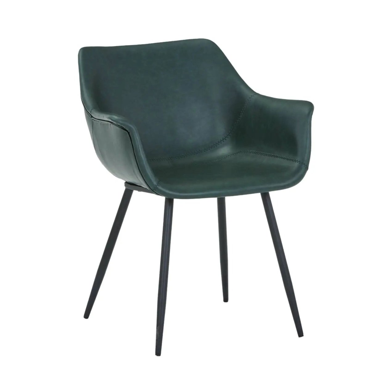 Markley Leather Dining Chair with Powder - Coated Iron Legs