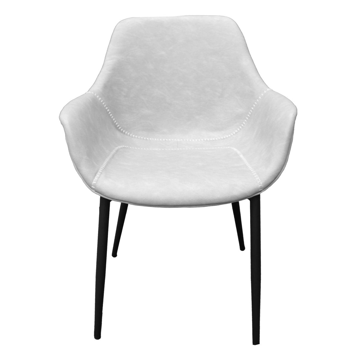 Markley Leather Dining Chair with Powder - Coated Iron Legs
