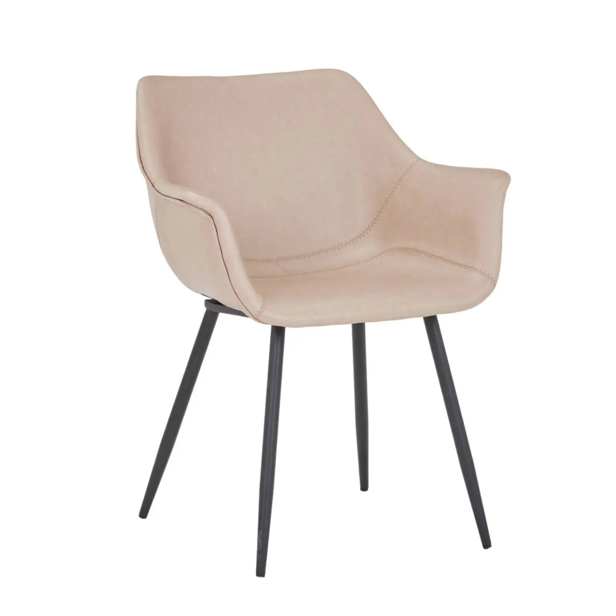 Markley Leather Dining Chair with Powder - Coated Iron Legs