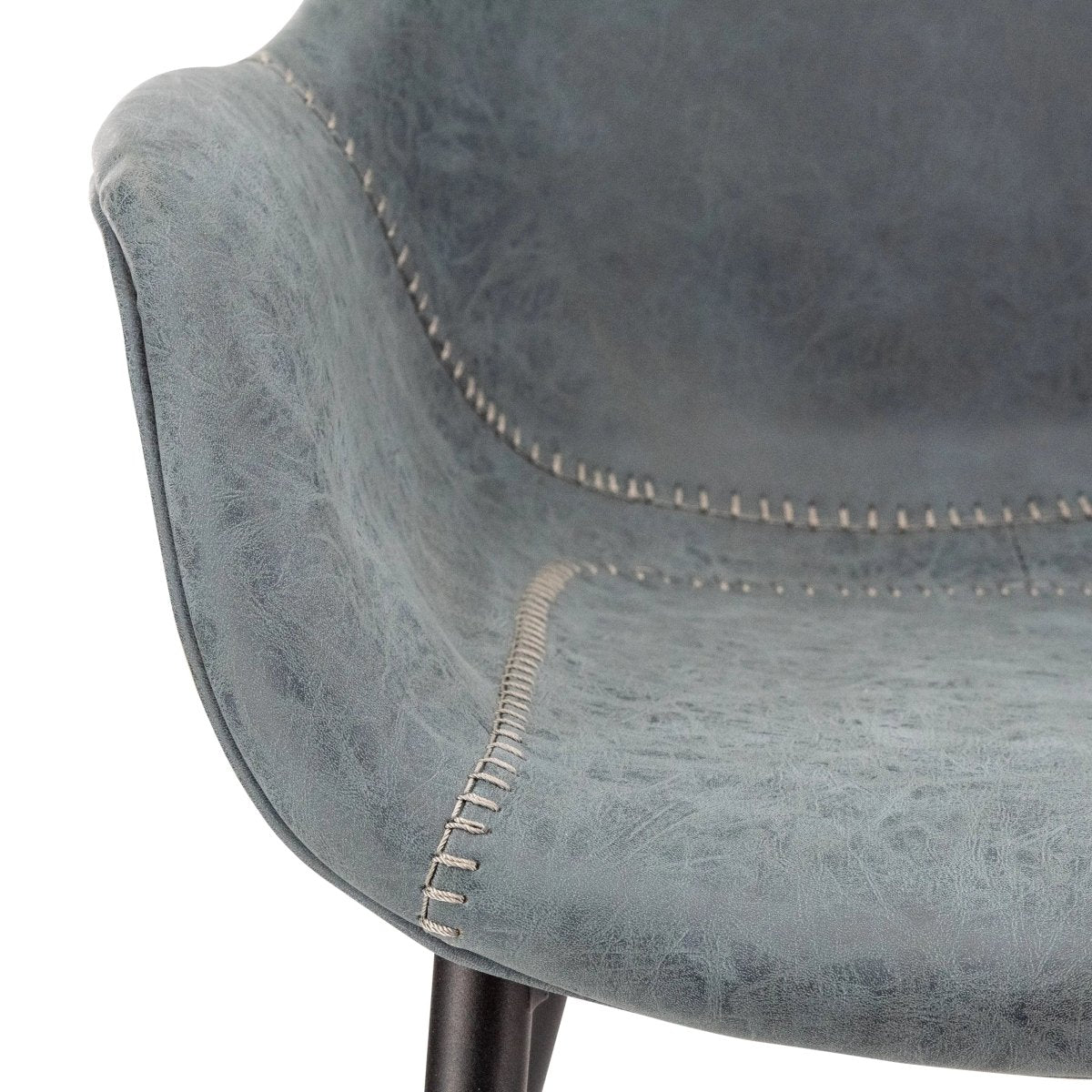 Markley Leather Dining Chair with Powder - Coated Iron Legs