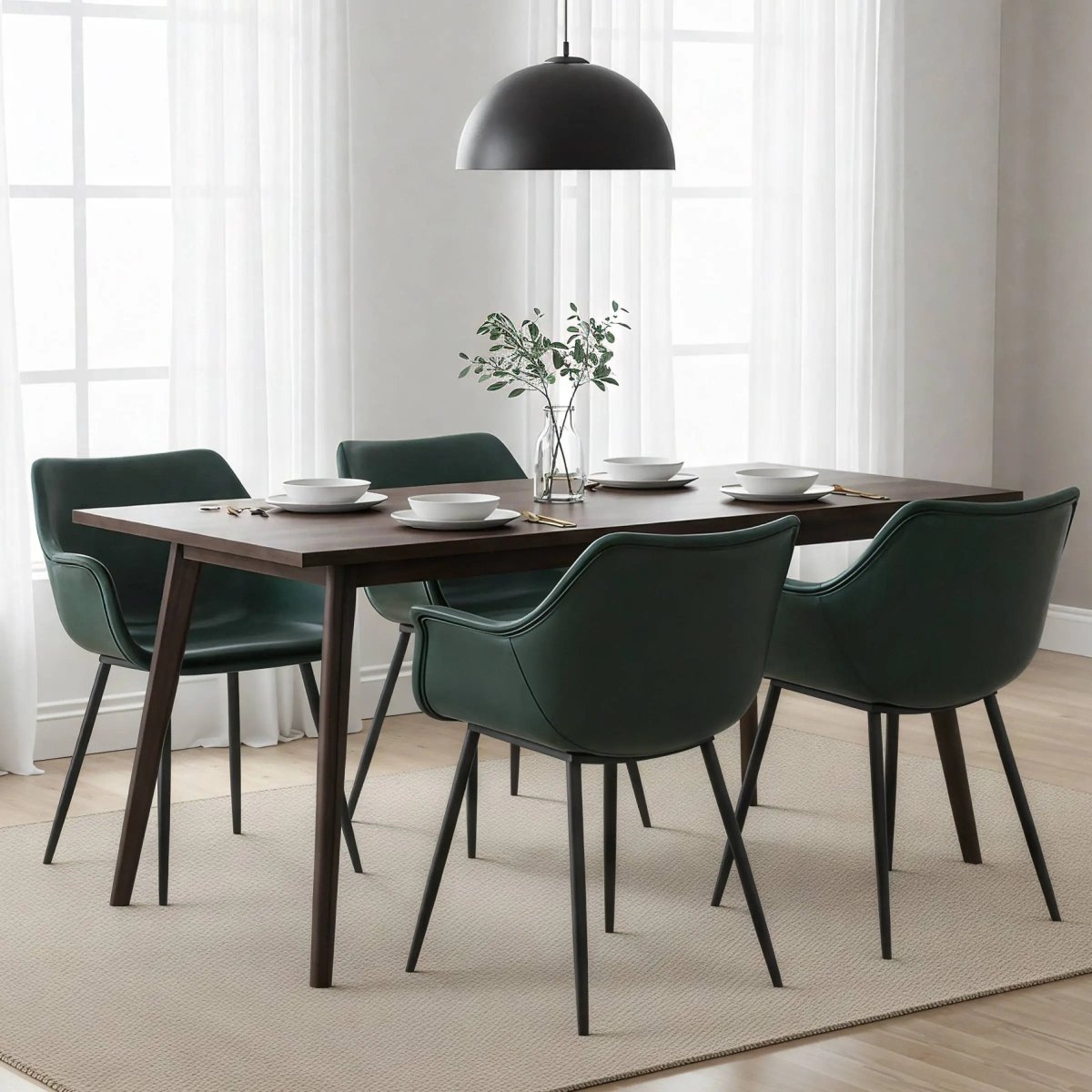 Markley Leather Dining Chair with Powder - Coated Iron Legs