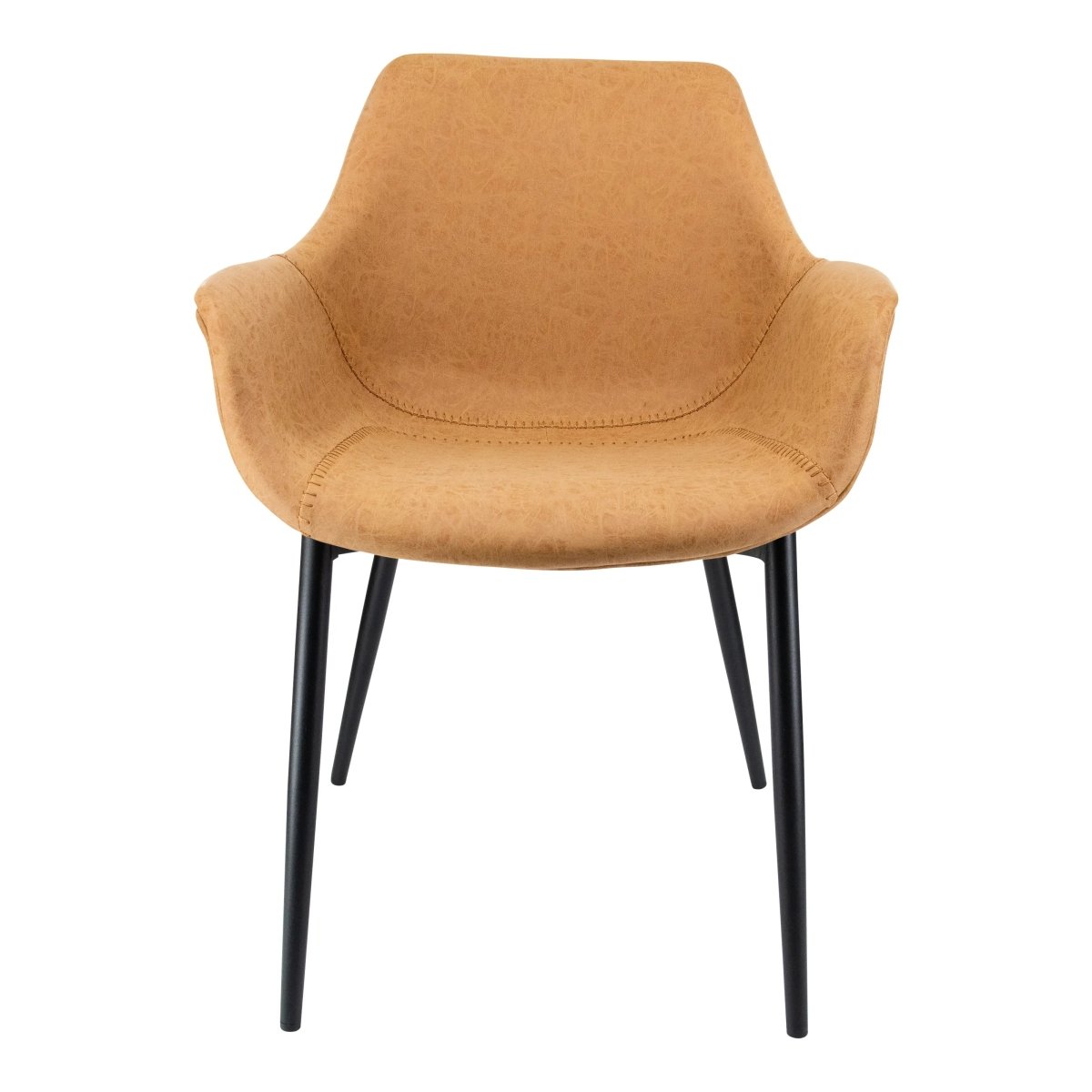 Markley Leather Dining Chair with Powder - Coated Iron Legs