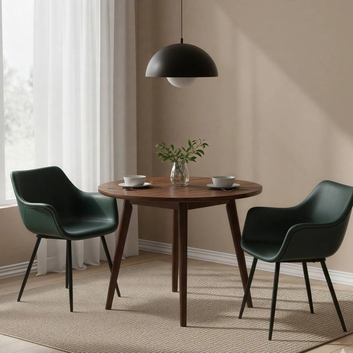 Markley Leather Dining Chair with Powder - Coated Iron Legs