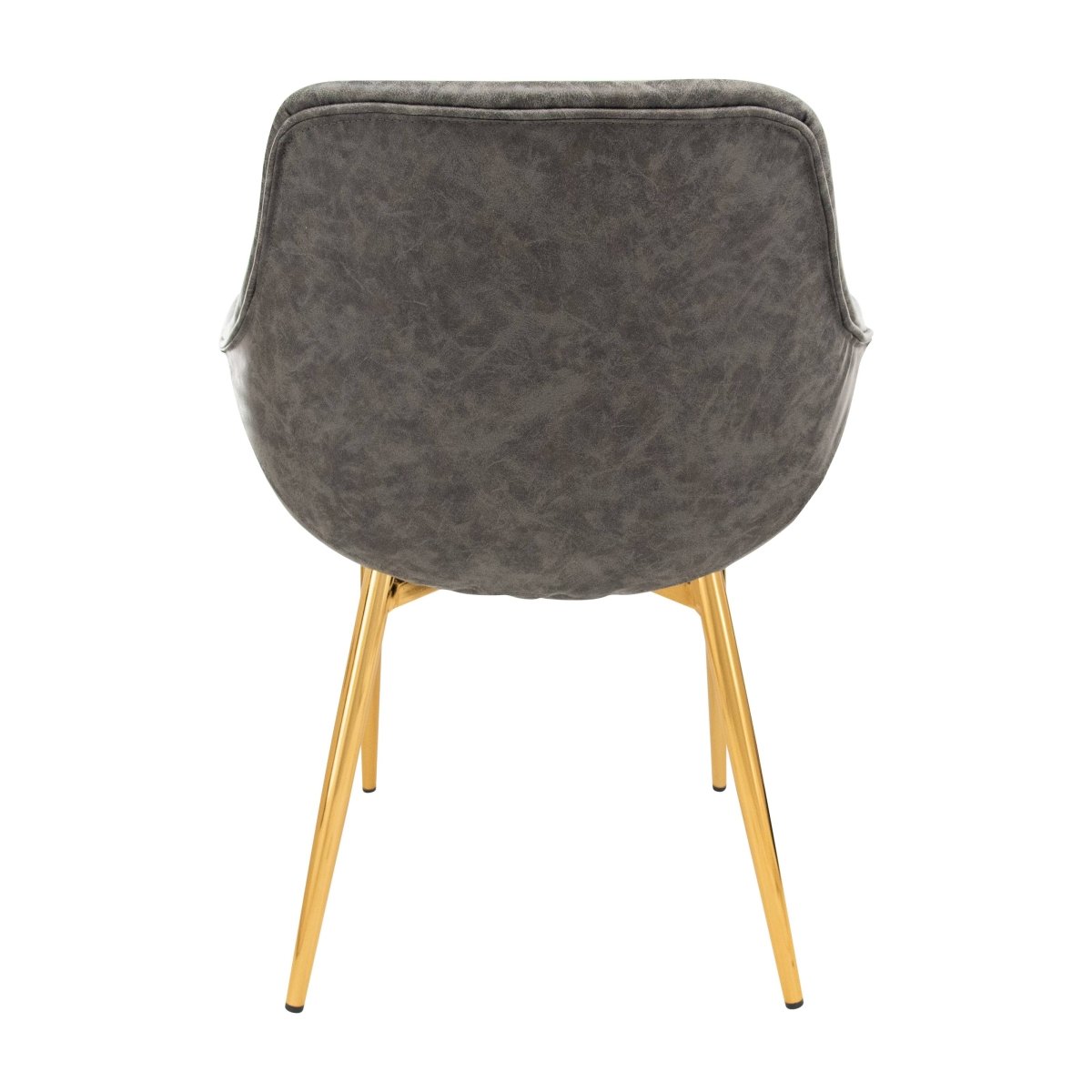 Markley Modern Leather Dining Arm Chair With Black/Gold Metal Legs