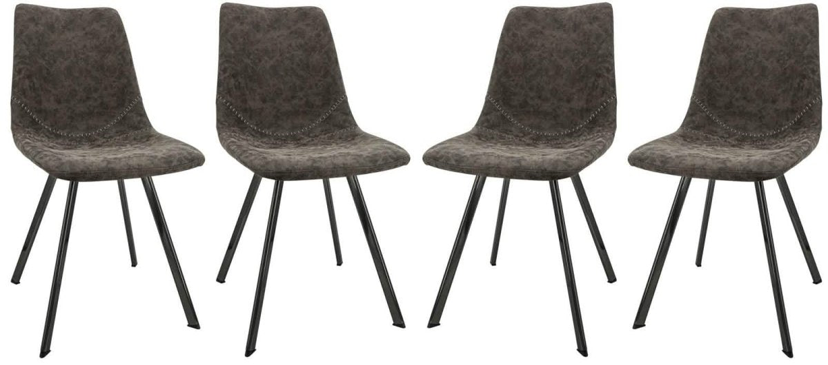 Markley Modern Leather Dining Chair With Metal Legs Set of 4