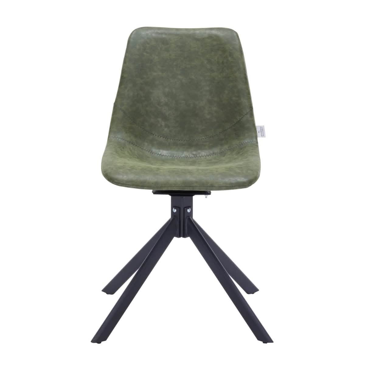 Markley Modern Leather Swival Dining Chair With Metal Legs