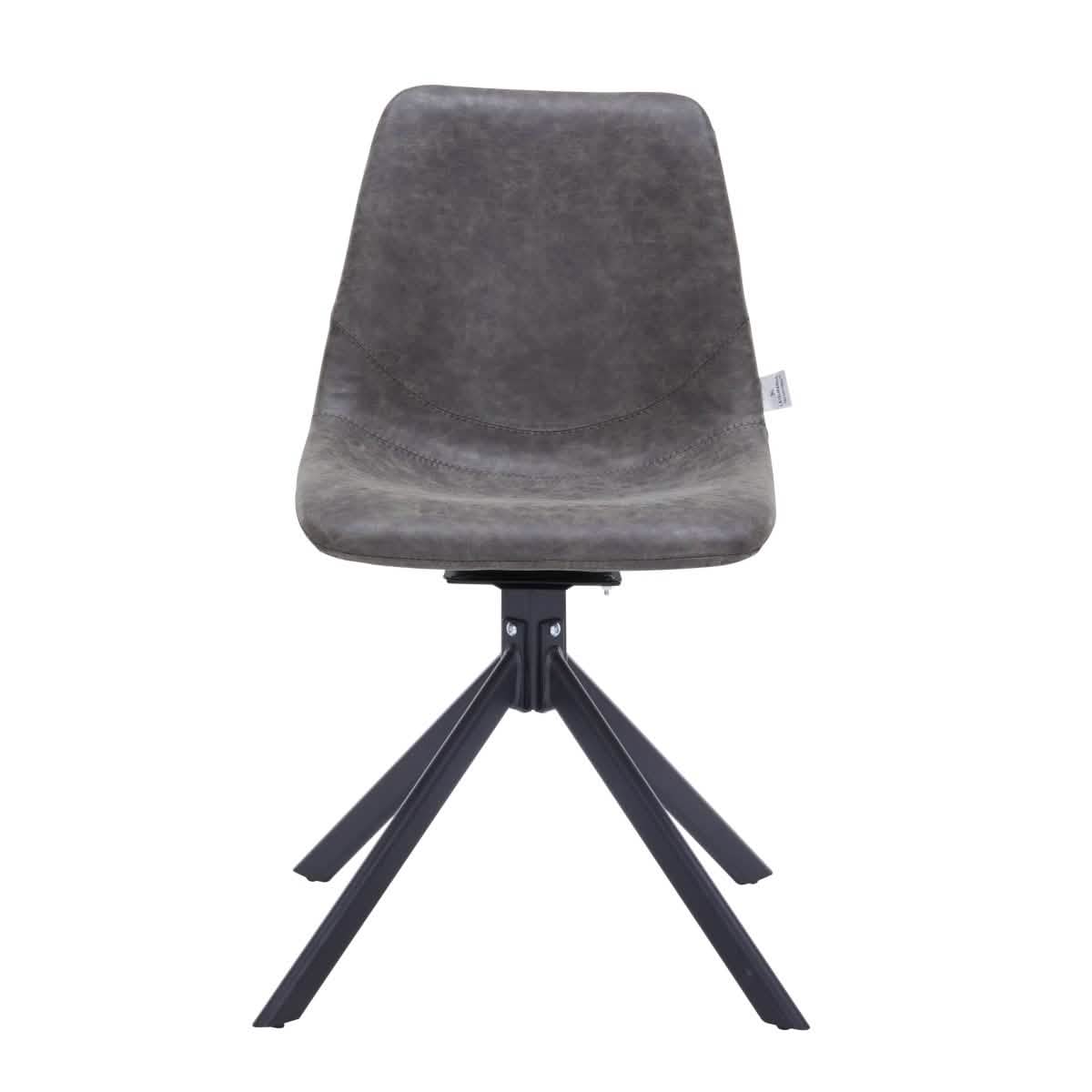 Markley Modern Leather Swival Dining Chair With Metal Legs