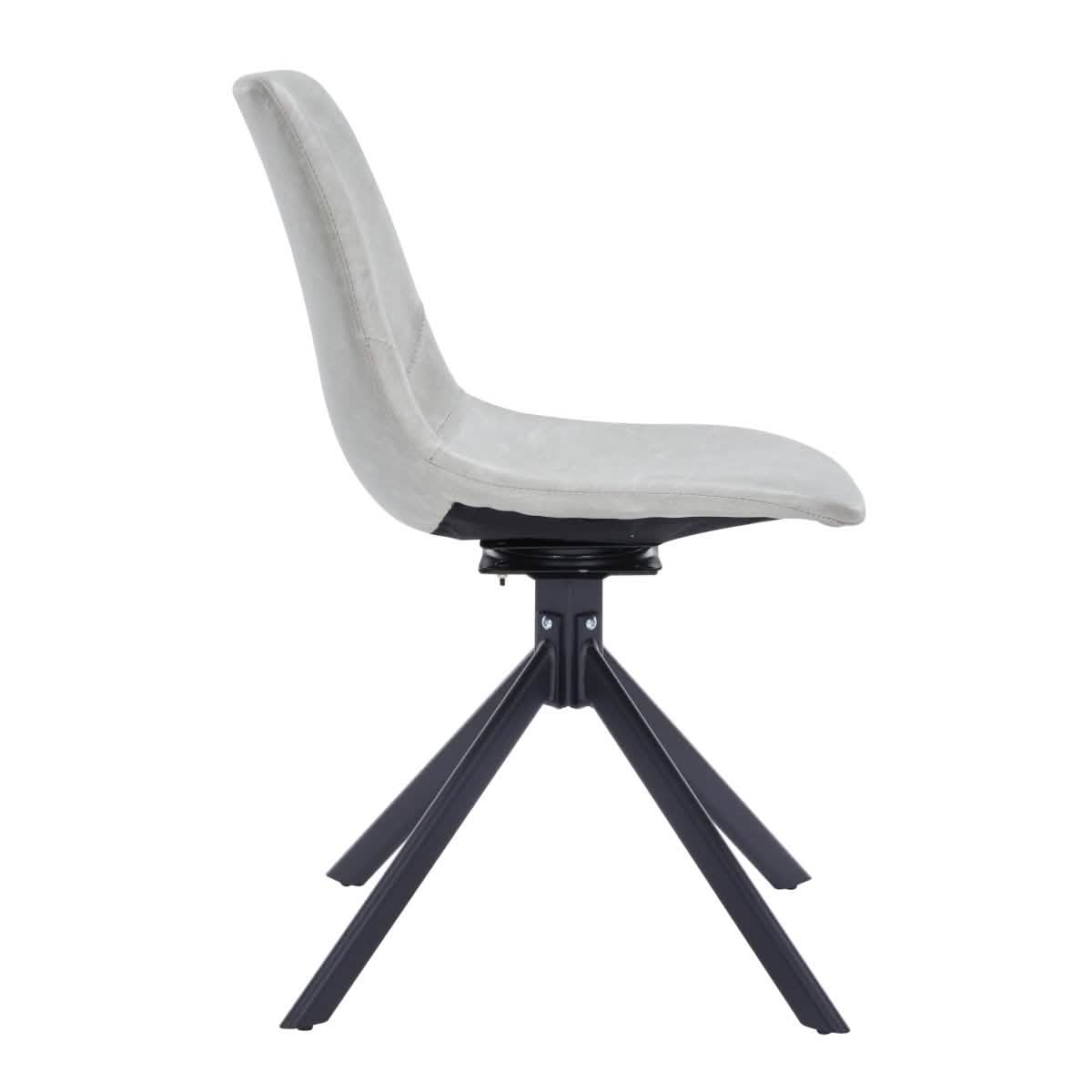 Markley Modern Leather Swival Dining Chair With Metal Legs