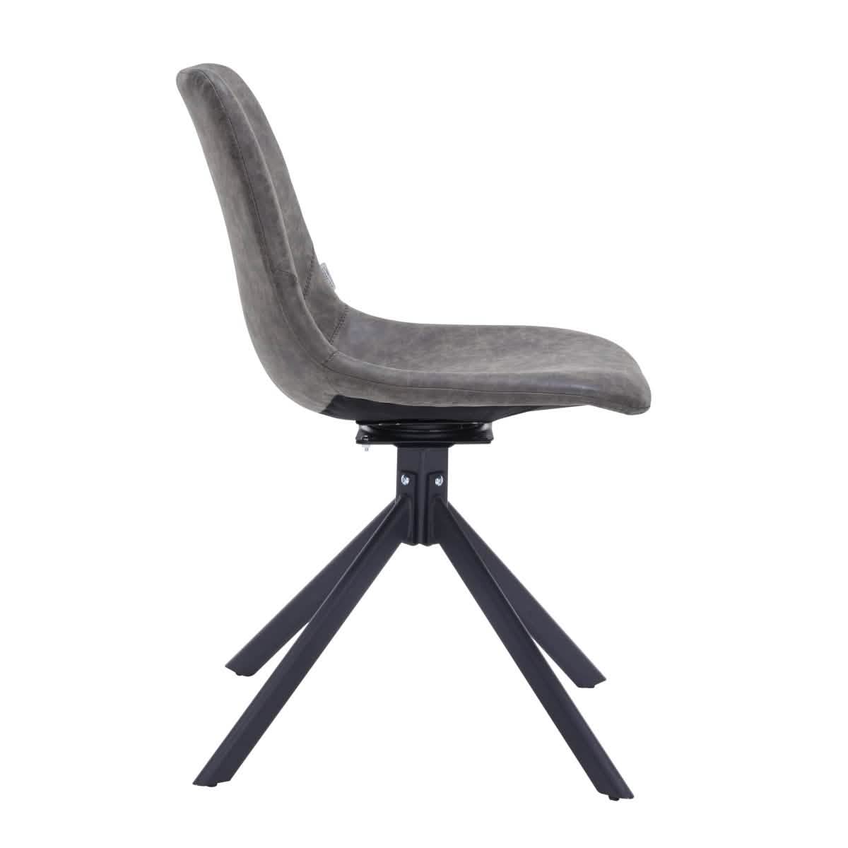 Markley Modern Leather Swival Dining Chair With Metal Legs