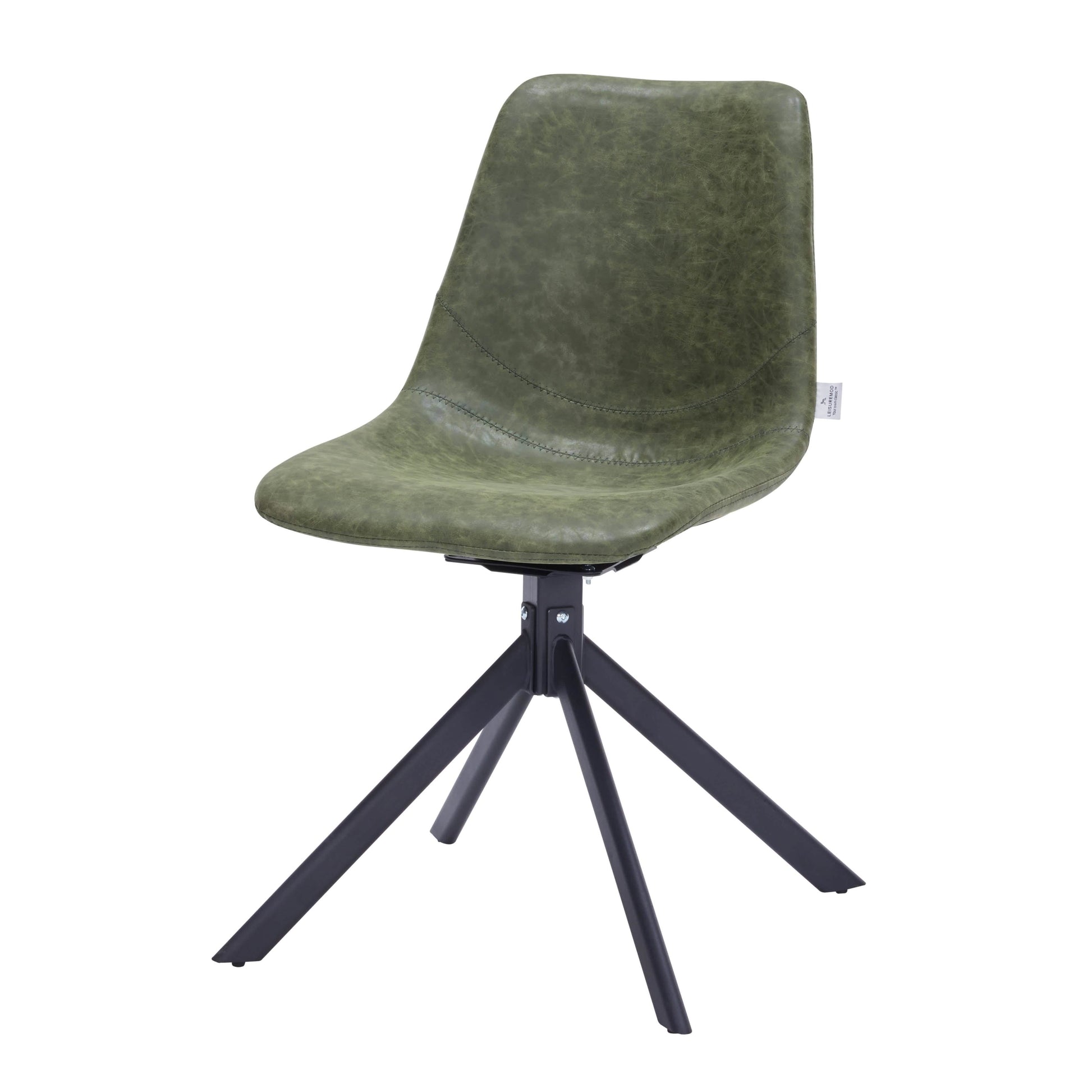 Markley Modern Leather Swival Dining Chair With Metal Legs