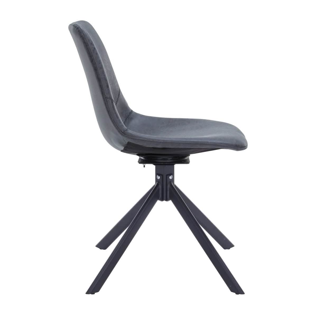 Markley Modern Leather Swival Dining Chair With Metal Legs