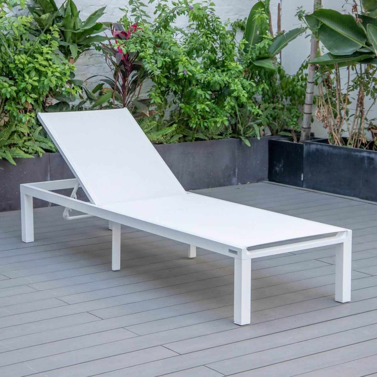 Marlin Aluminum Outdoor Chaise Lounge Chair with Sling Fabric Seat