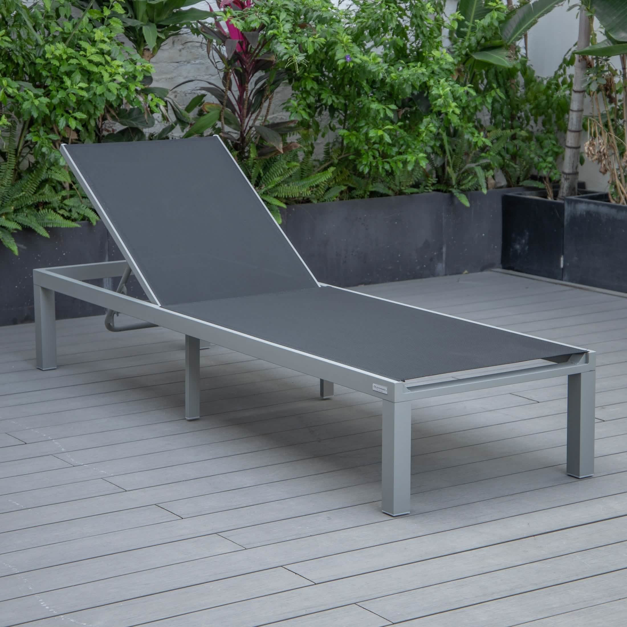 Marlin Aluminum Outdoor Chaise Lounge Chair with Sling Fabric Seat