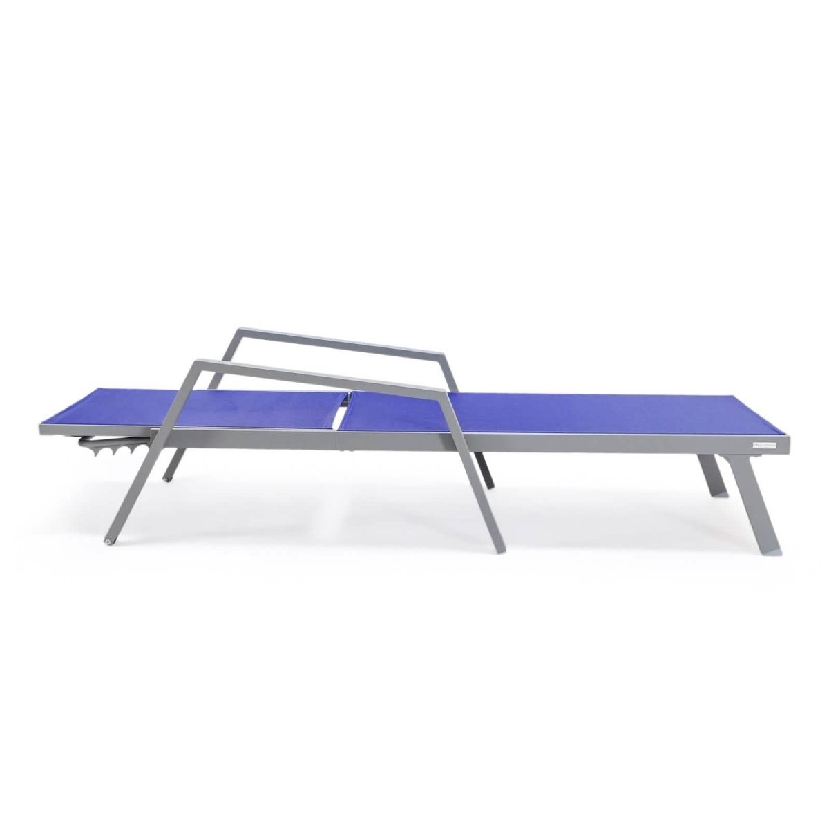 Marlin Modern White Aluminum Outdoor Chaise Lounge Chair Set of 2 With Arms And Square Fire Pit Side Table for Patio