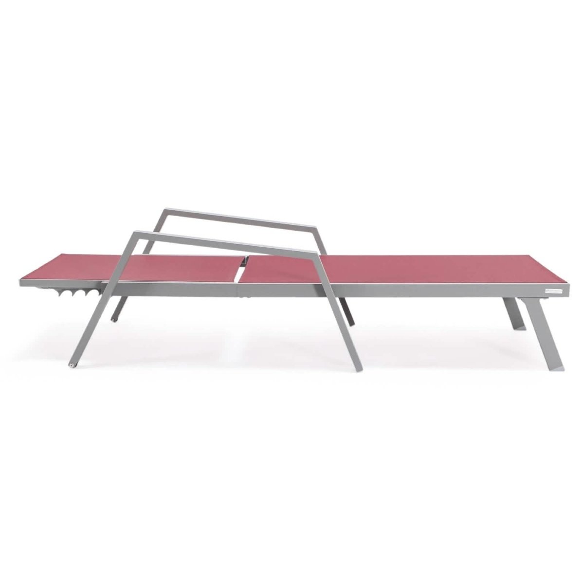 Marlin Modern White Aluminum Outdoor Chaise Lounge Chair Set of 2 With Arms And Square Fire Pit Side Table for Patio
