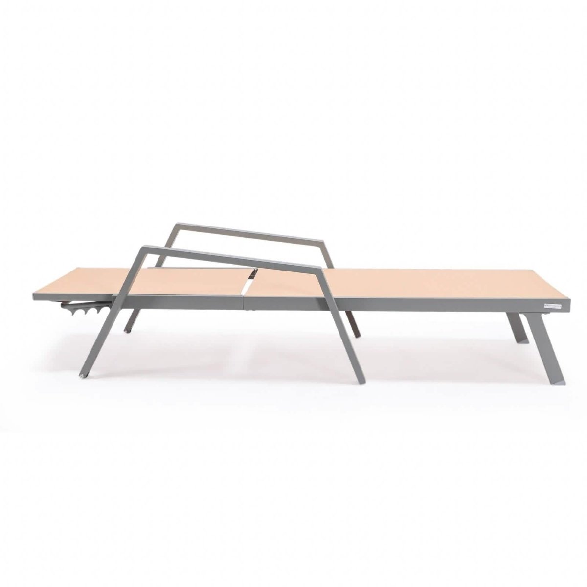 Marlin Modern White Aluminum Outdoor Chaise Lounge Chair Set of 2 With Arms And Square Fire Pit Side Table for Patio
