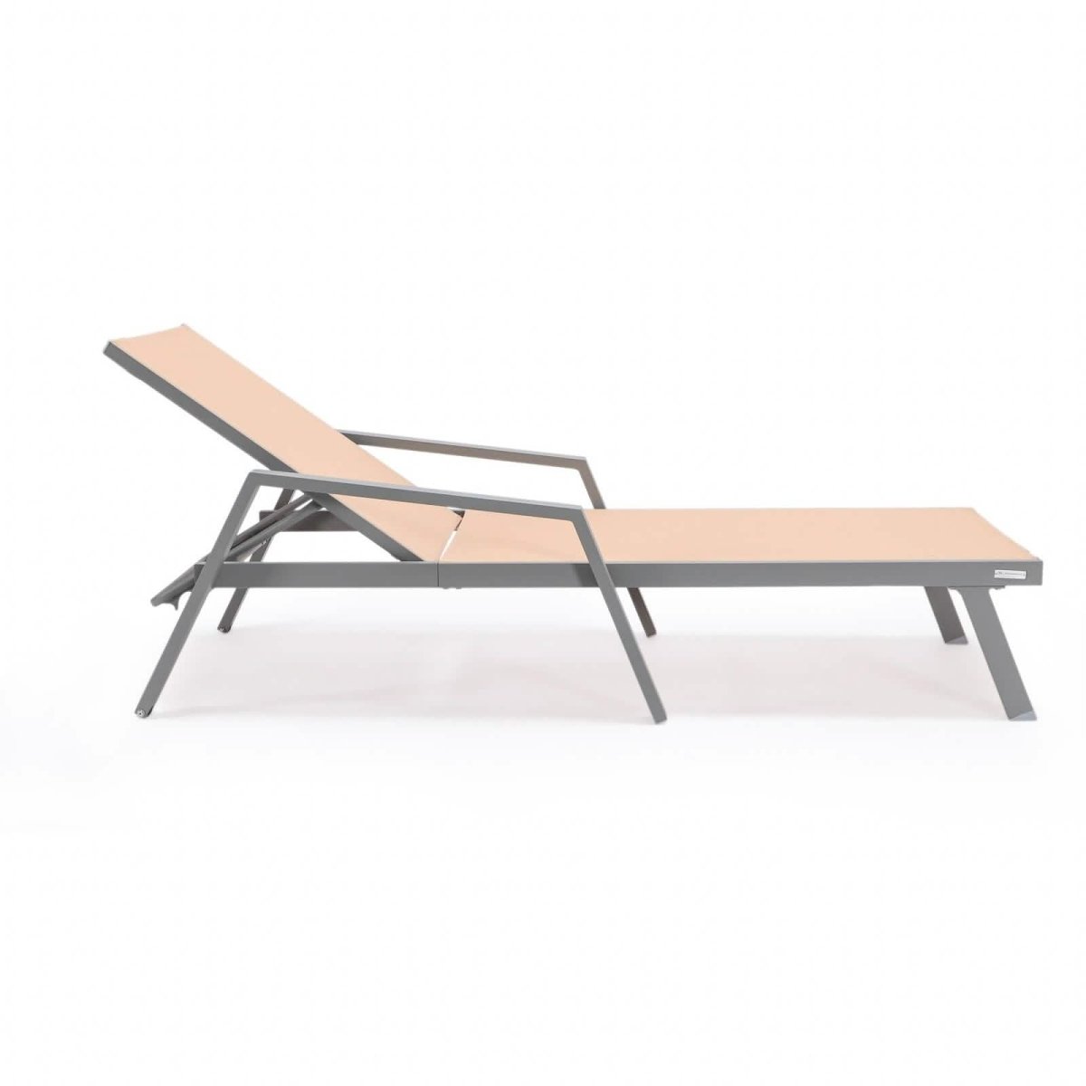 Marlin Modern White Aluminum Outdoor Chaise Lounge Chair Set of 2 With Arms And Square Fire Pit Side Table for Patio