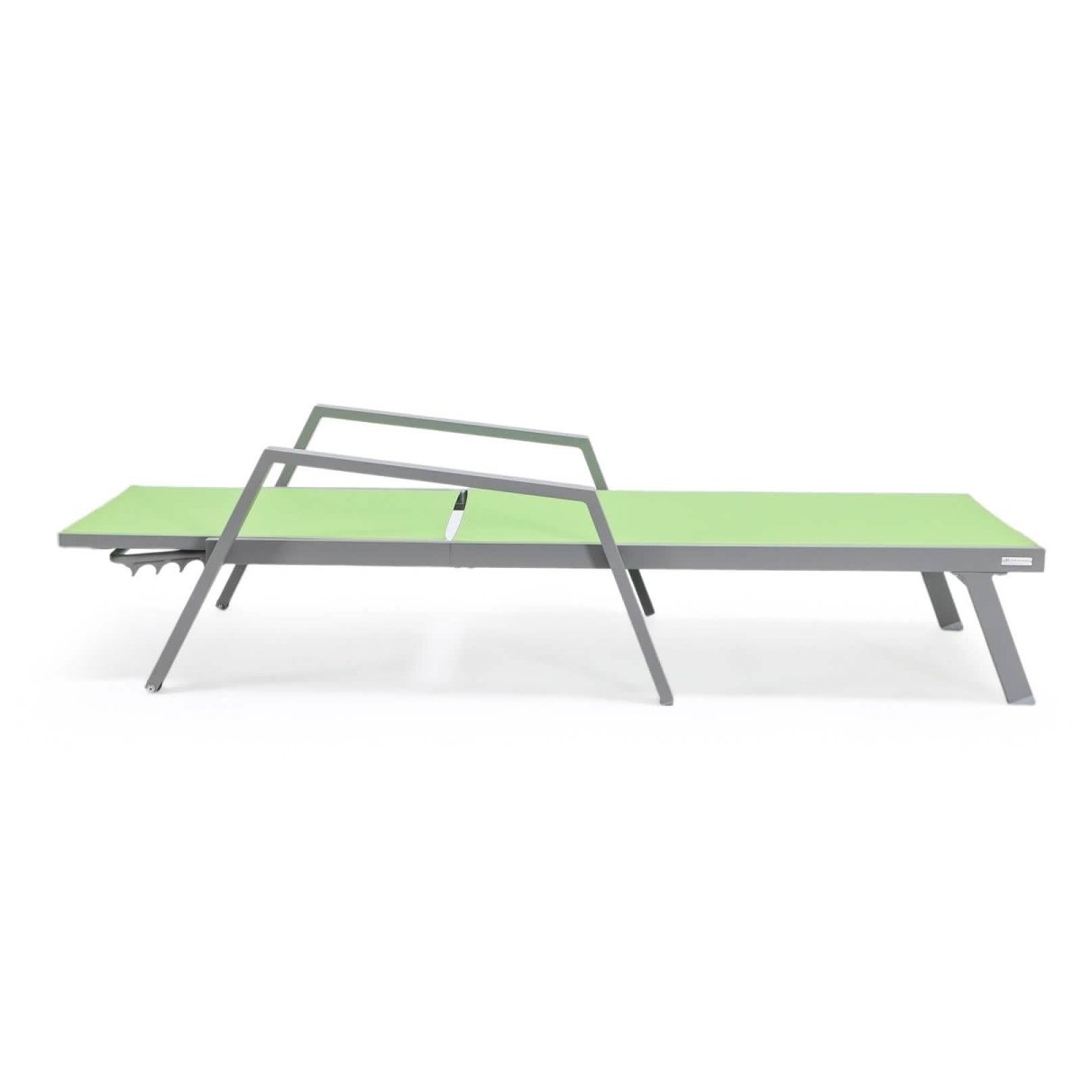 Marlin Modern White Aluminum Outdoor Chaise Lounge Chair Set of 2 With Arms And Square Fire Pit Side Table for Patio