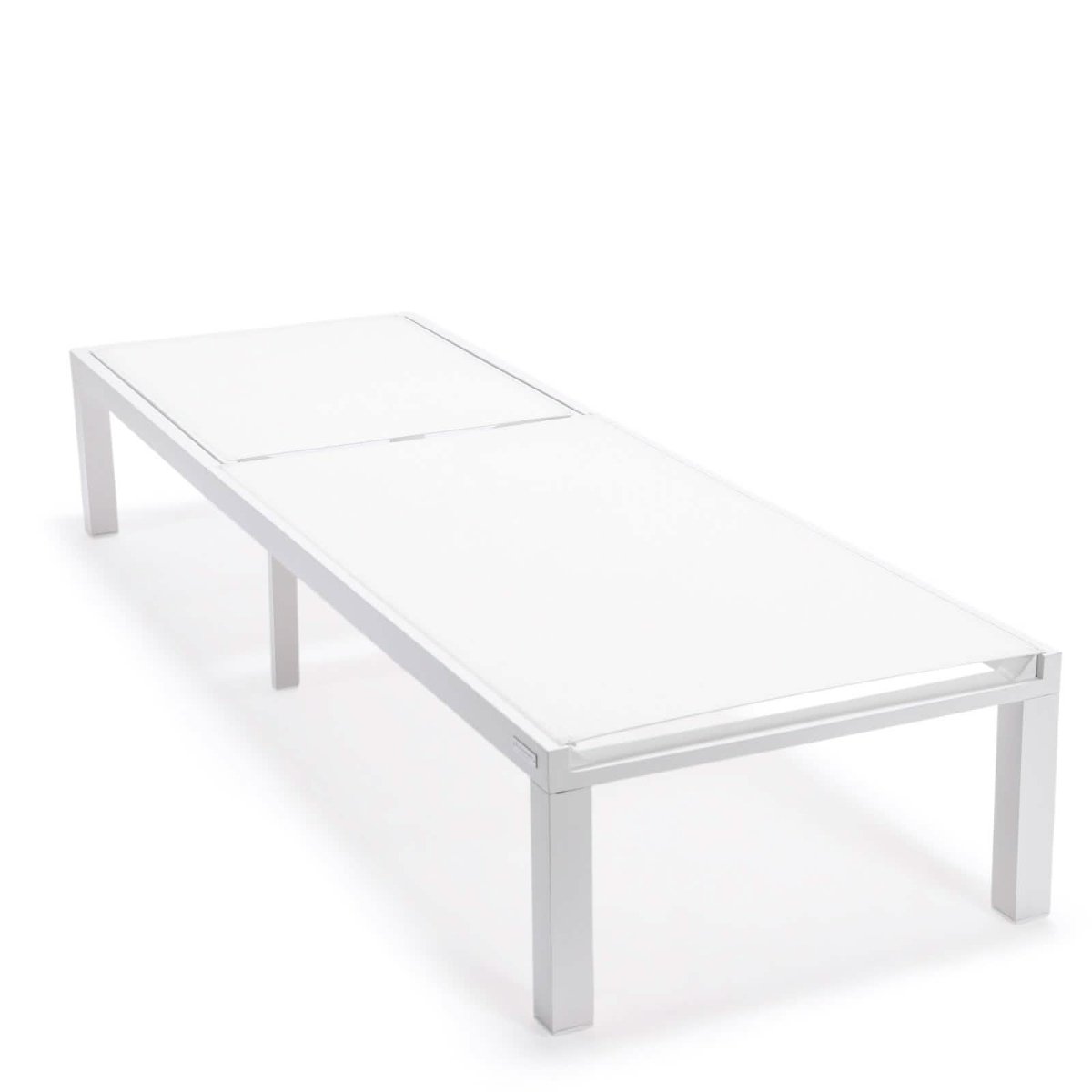 Marlin Modern White Aluminum Outdoor Chaise Lounge Chair With Square Fire Pit Side Table Set of 2 Burgundy Leisuremod