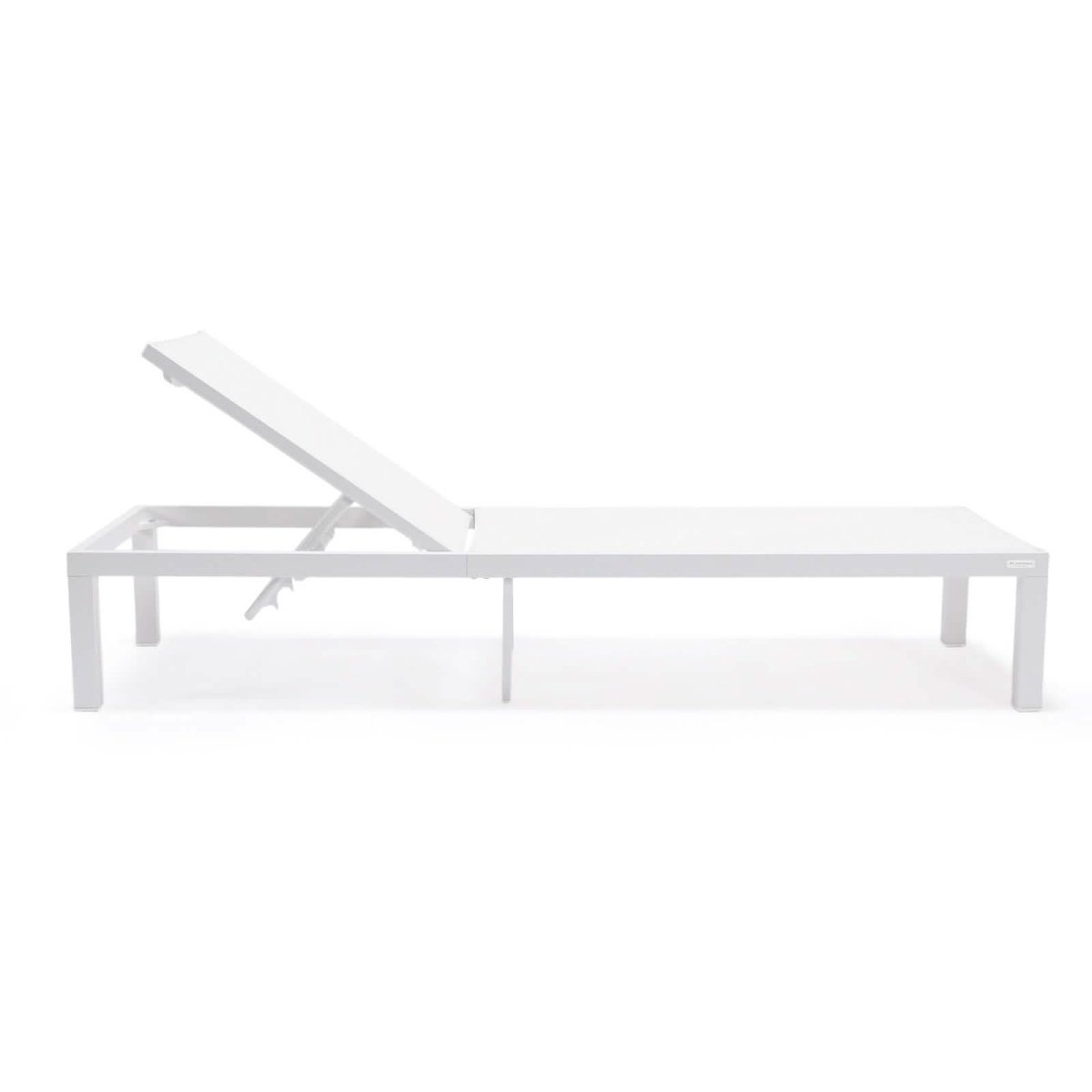 Marlin Modern White Aluminum Outdoor Chaise Lounge Chair With Square Fire Pit Side Table Set of 2 Burgundy Leisuremod
