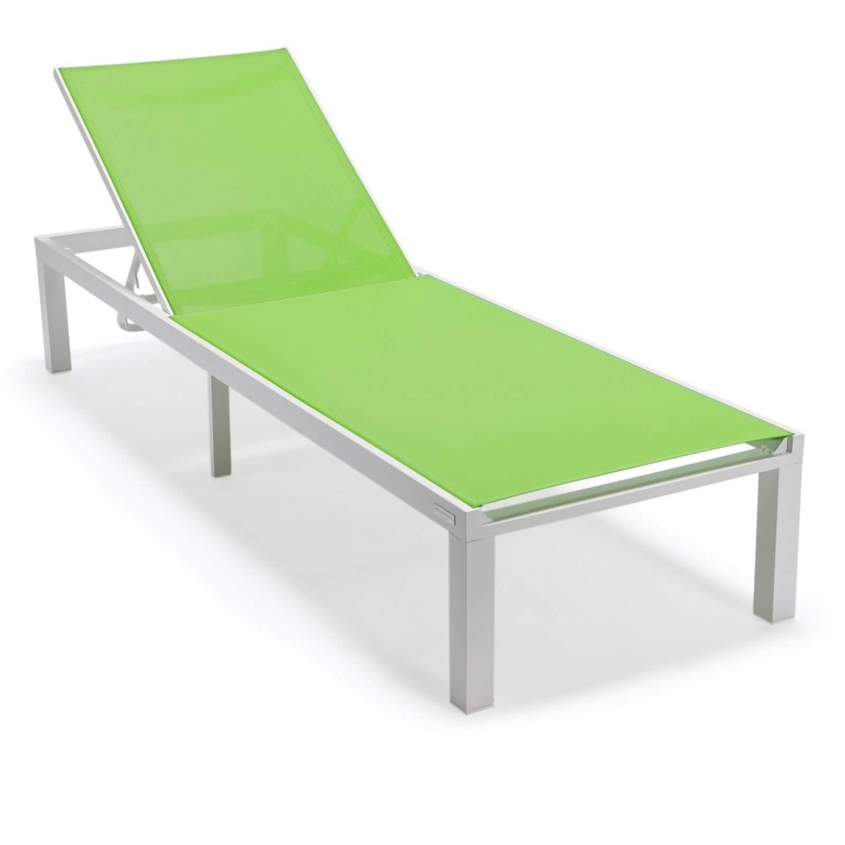 Marlin Modern White Aluminum Outdoor Chaise Lounge Chair With Square Fire Pit Side Table Set of 2 Burgundy Leisuremod