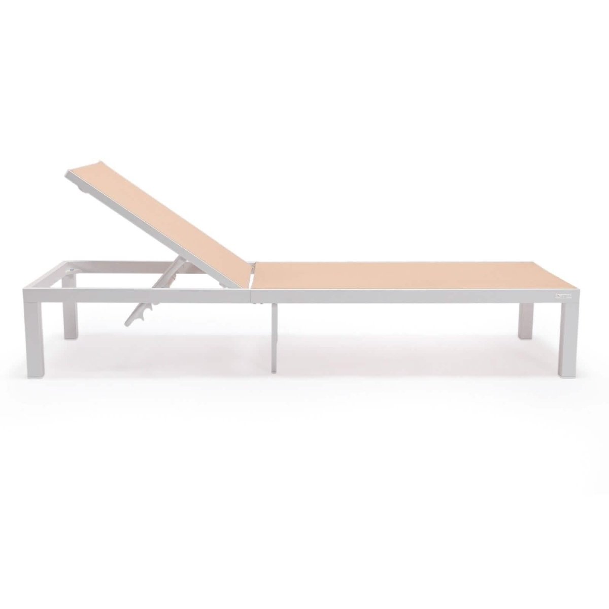 Marlin Modern White Aluminum Outdoor Chaise Lounge Chair With Square Fire Pit Side Table Set of 2 Burgundy Leisuremod
