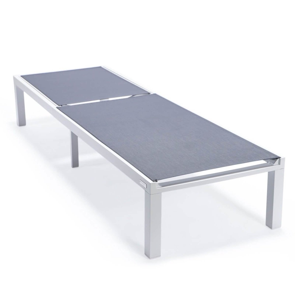 Marlin Modern White Aluminum Outdoor Chaise Lounge Chair With Square Fire Pit Side Table Set of 2 Burgundy Leisuremod