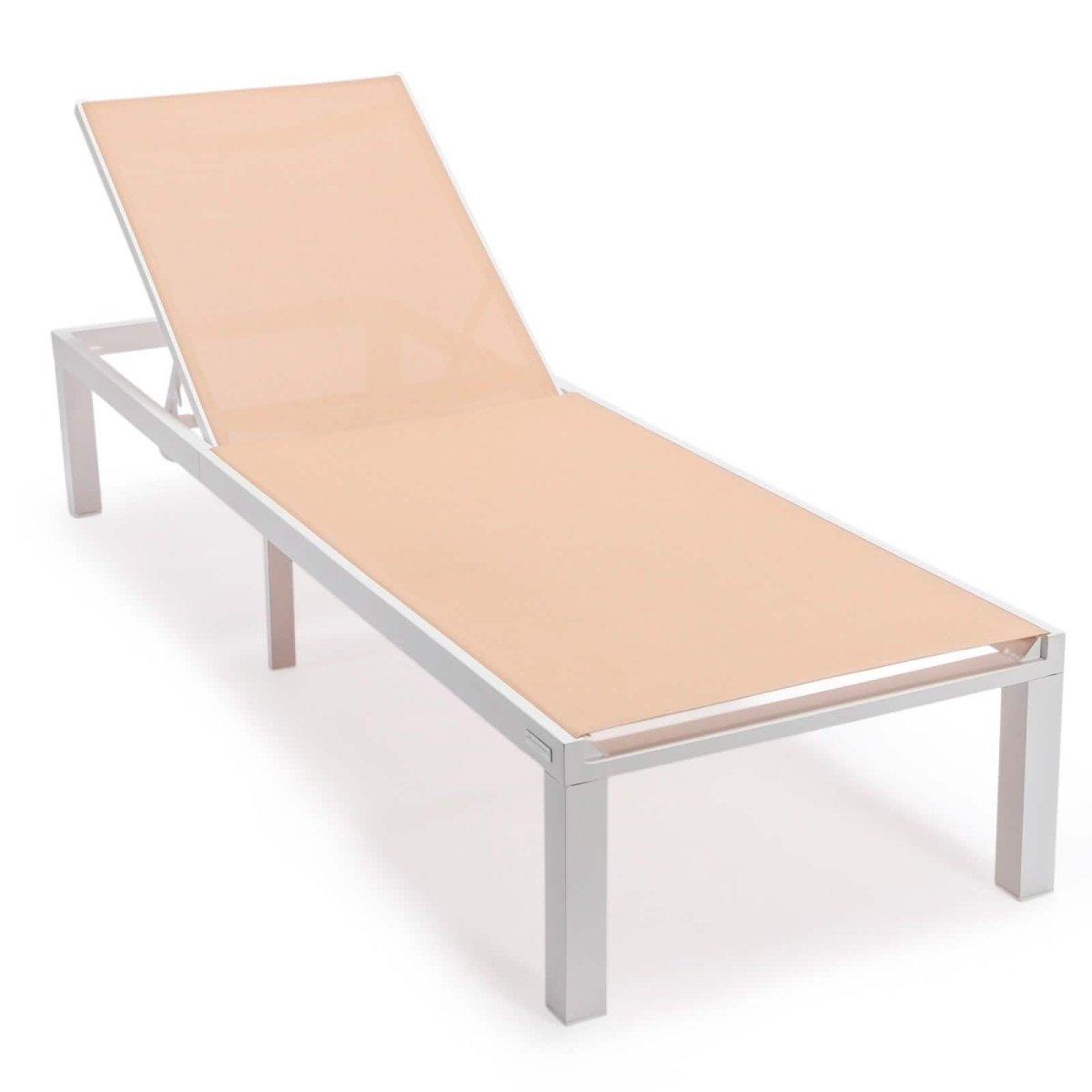 Marlin Modern White Aluminum Outdoor Chaise Lounge Chair With Square Fire Pit Side Table Set of 2 Burgundy Leisuremod