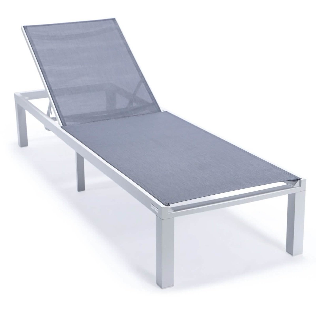 Marlin Modern White Aluminum Outdoor Chaise Lounge Chair With Square Fire Pit Side Table Set of 2 Burgundy Leisuremod