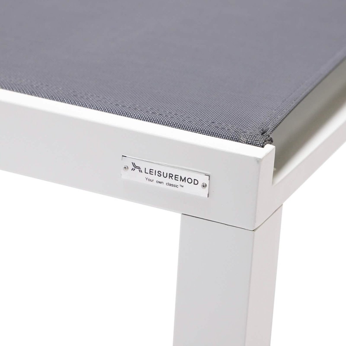 Marlin Modern White Aluminum Outdoor Chaise Lounge Chair With Square Fire Pit Side Table Set of 2 Burgundy Leisuremod