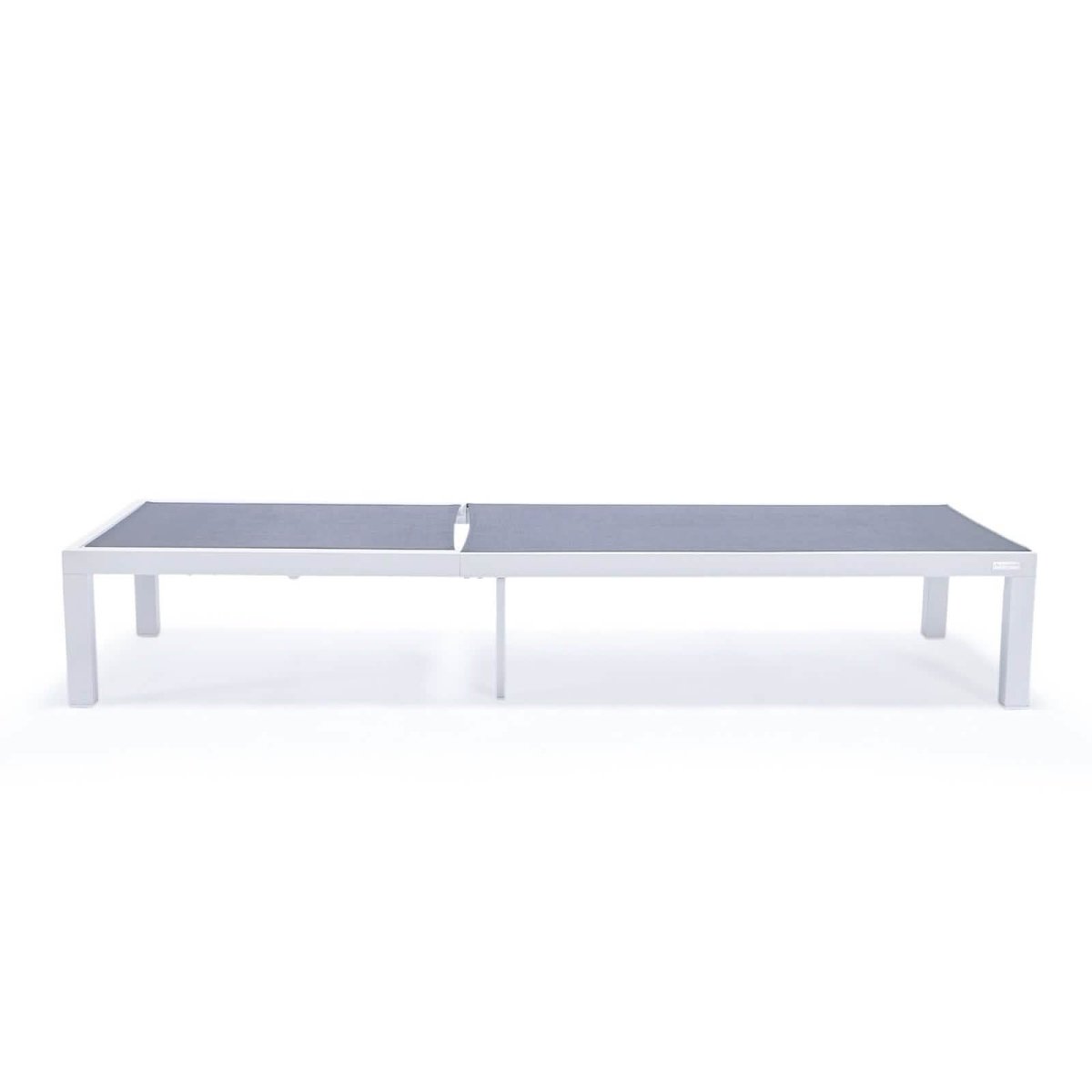 Marlin Modern White Aluminum Outdoor Chaise Lounge Chair With Square Fire Pit Side Table Set of 2 Burgundy Leisuremod