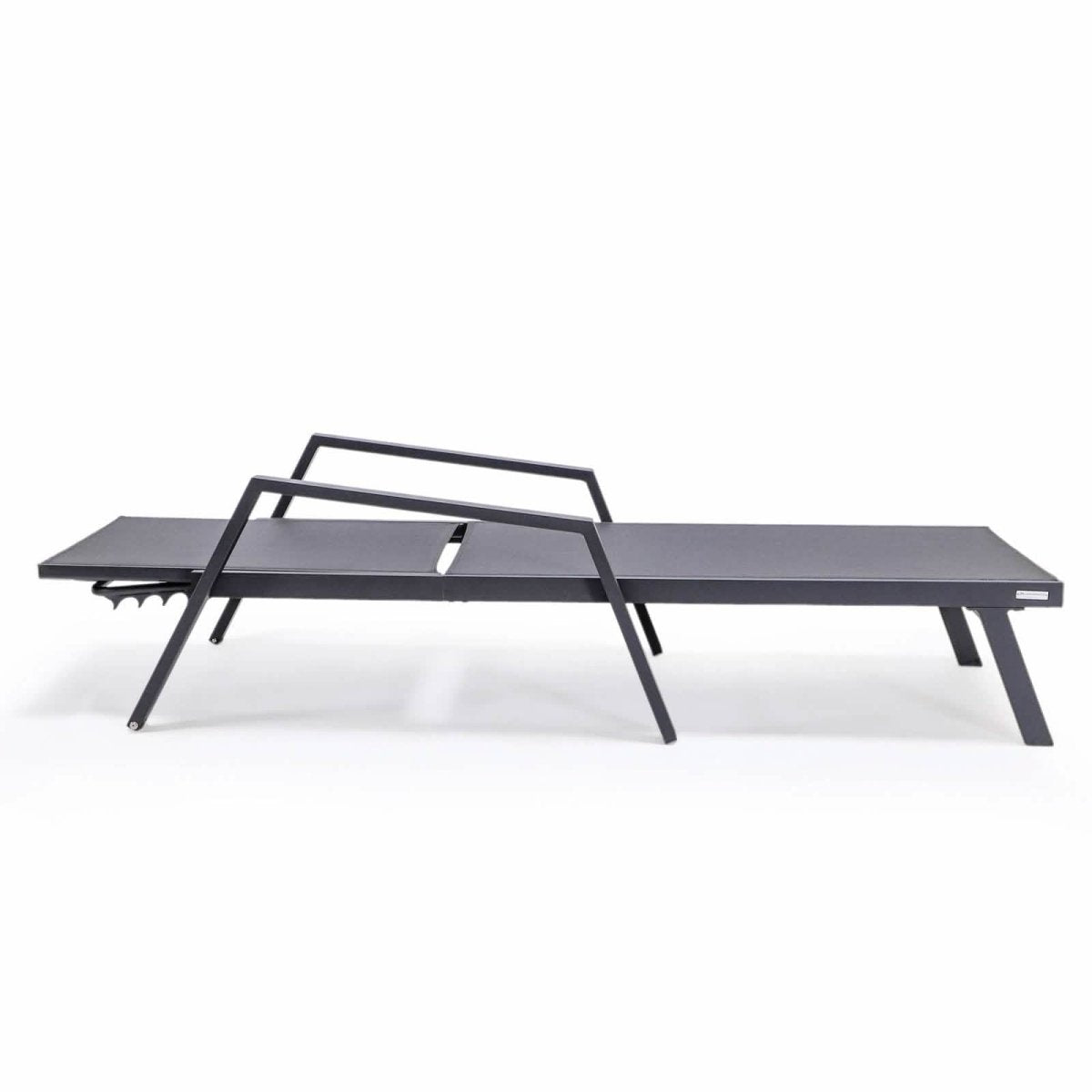 Marlin Patio Chaise Lounge Chair with Armrests in Black Aluminum Frame, Set of 2
