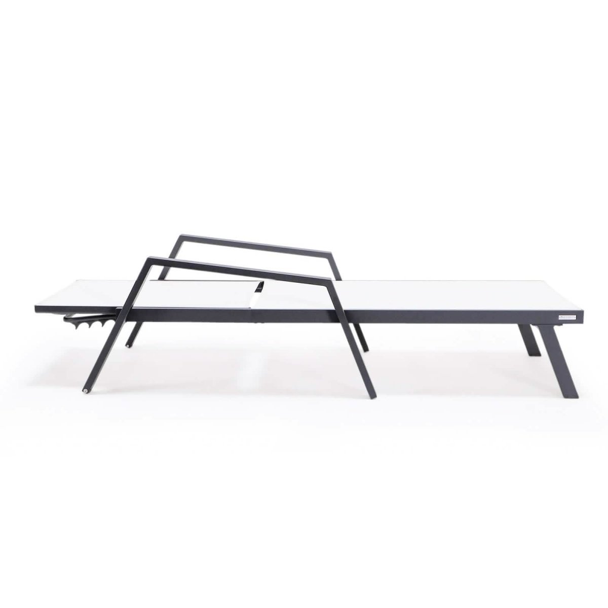 Marlin Patio Chaise Lounge Chair with Armrests in Black Aluminum Frame, Set of 2