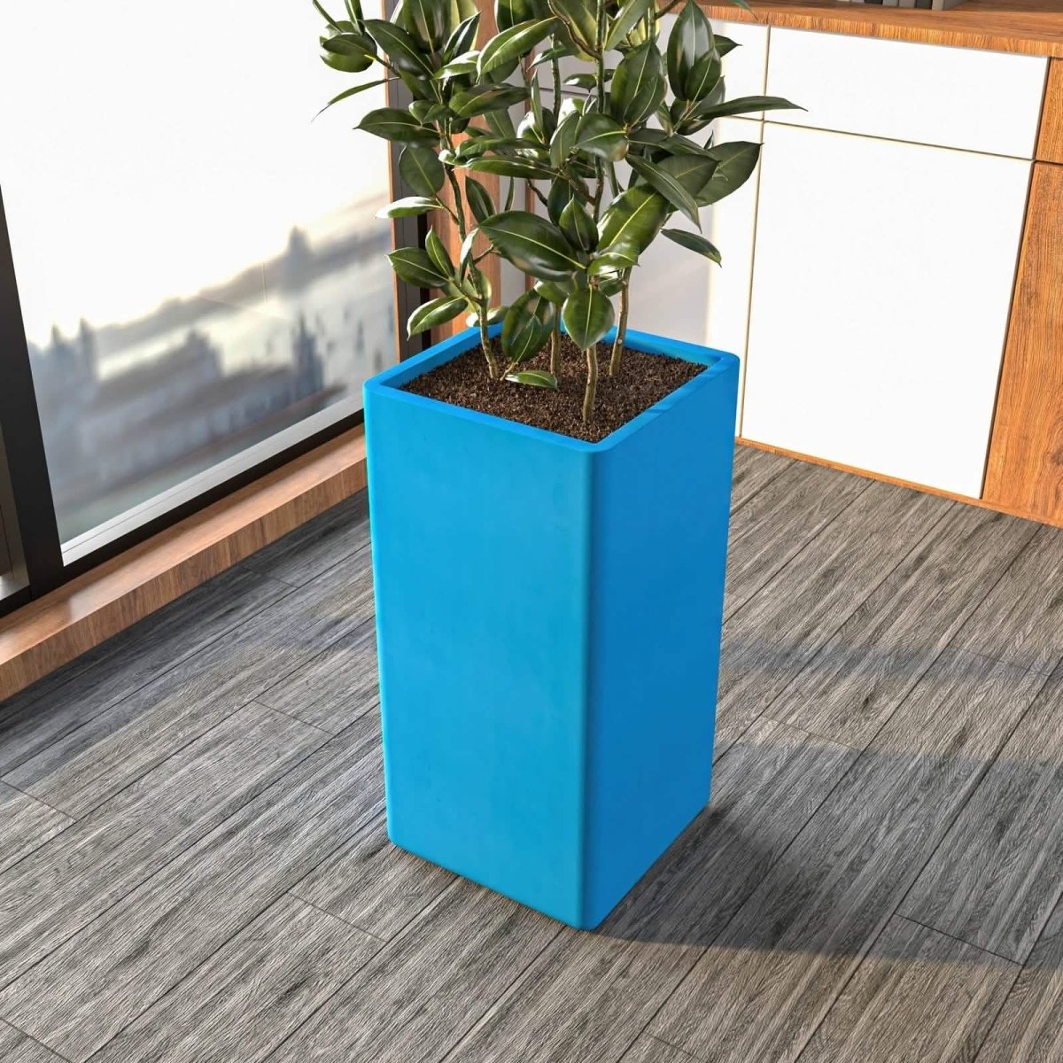 Marquee Fiberstone and MGO Clay Square Planter Pot for Indoor and Outdoor