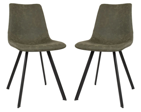 Markley Modern Leather Dining Chair With Metal Legs Set of 2