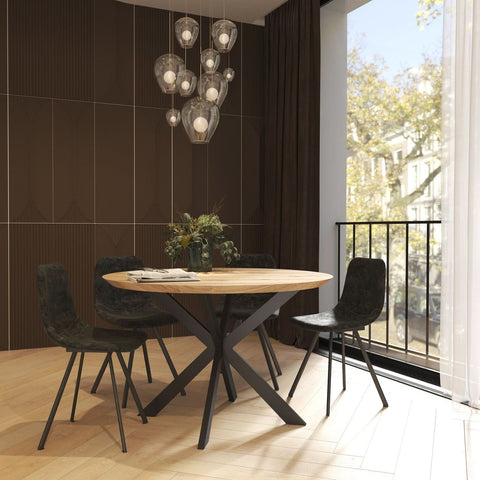 Markley Modern Leather Dining Chair With Metal Legs Set of 2