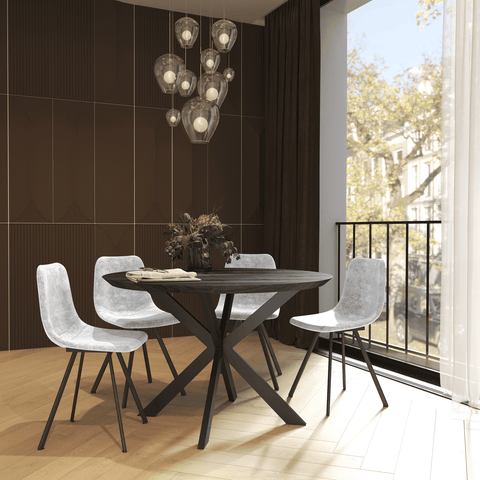 Markley Modern Leather Dining Chair With Metal Legs Set of 2