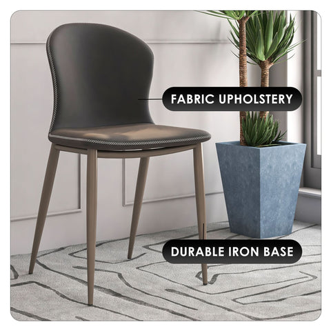 LeisureMod Mosaic Modern Dining Chair Upholstered Fabric Side Chair Foam Cushioned Modern Accent Chair with Metal Legs